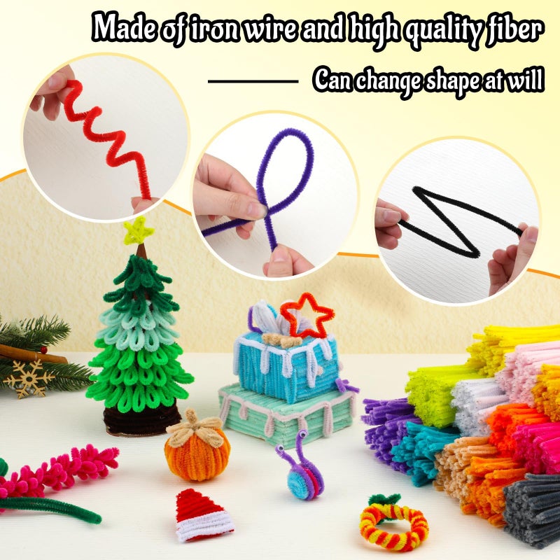 Mnuizu 200pcs Pipe Cleaners,Pipe Cleaners Chenille Stems for Craft, Fuzzy Sticks Christmas Craft Supplies for DIY Art & Creative Crafts Decorations(White) - Image 4